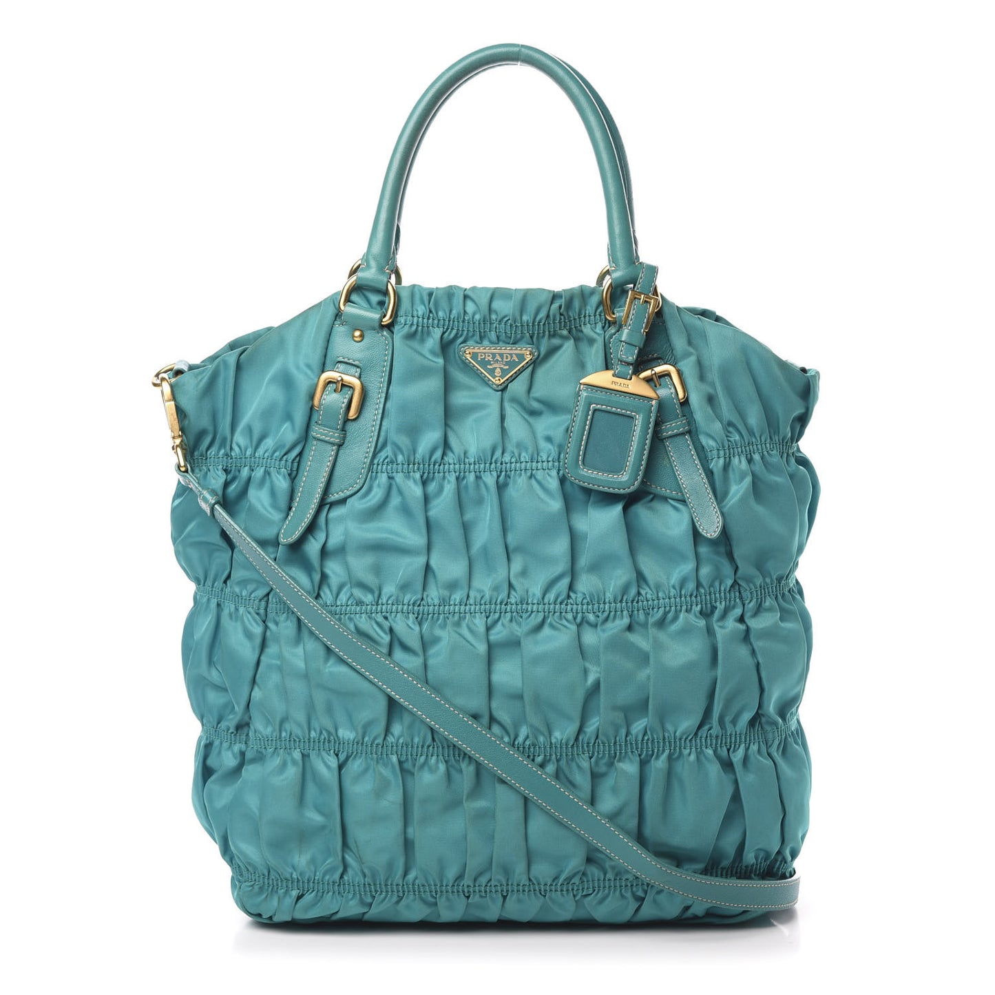 Tessuto Nylon Gaufre Tote Turchese
