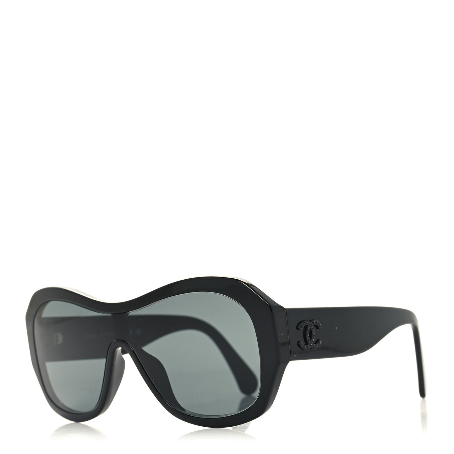 Acetate Crystal CC Shield Sunglasses 5497-B-A Black