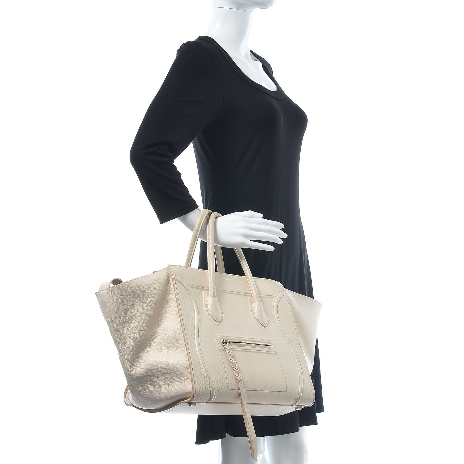 Celine Grained Calfskin Medium Phantom Luggage Cream 2 of 34