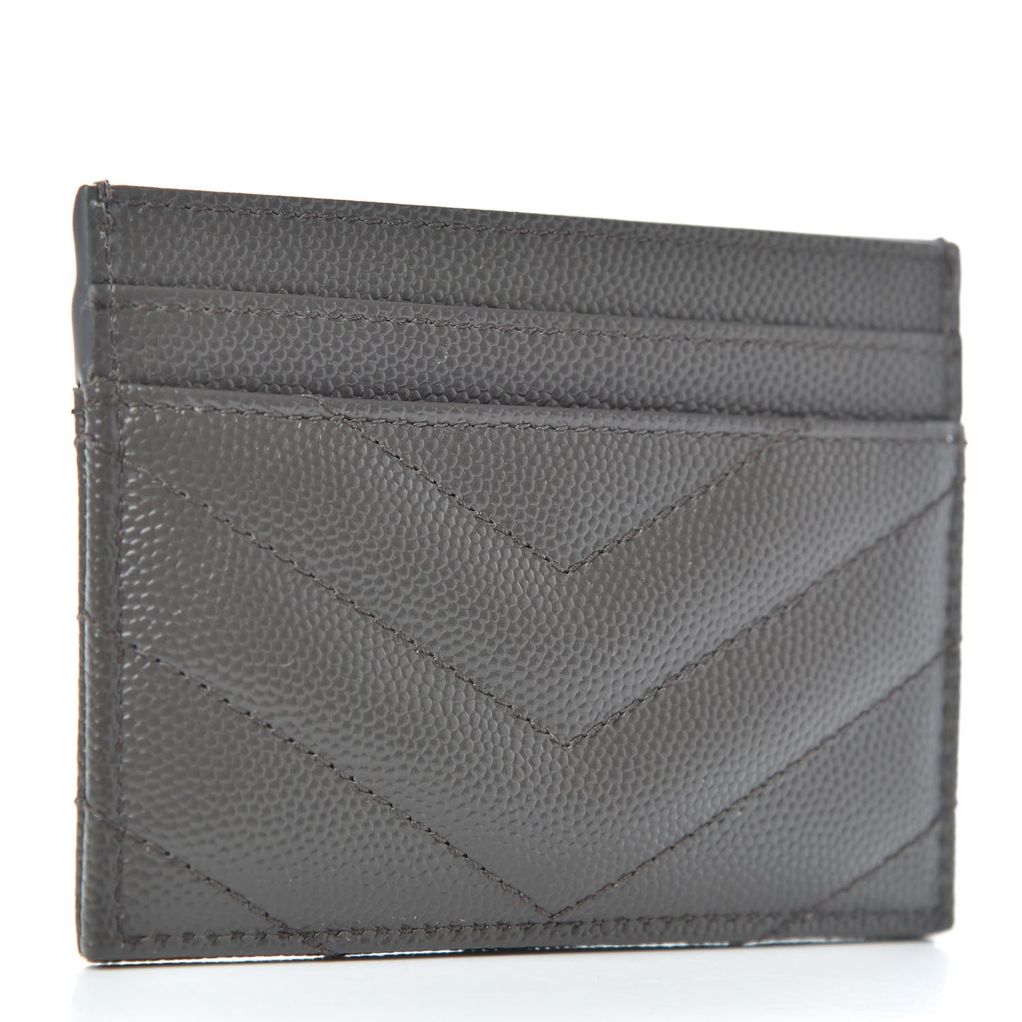 Grain De Poudre Matelasse Chevron Monogram Credit Card Case Coal
