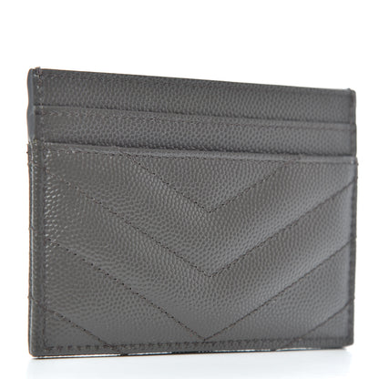Saint Laurent Grain De Poudre Matelasse Chevron Monogram Credit Card Case Coal 3 of 6