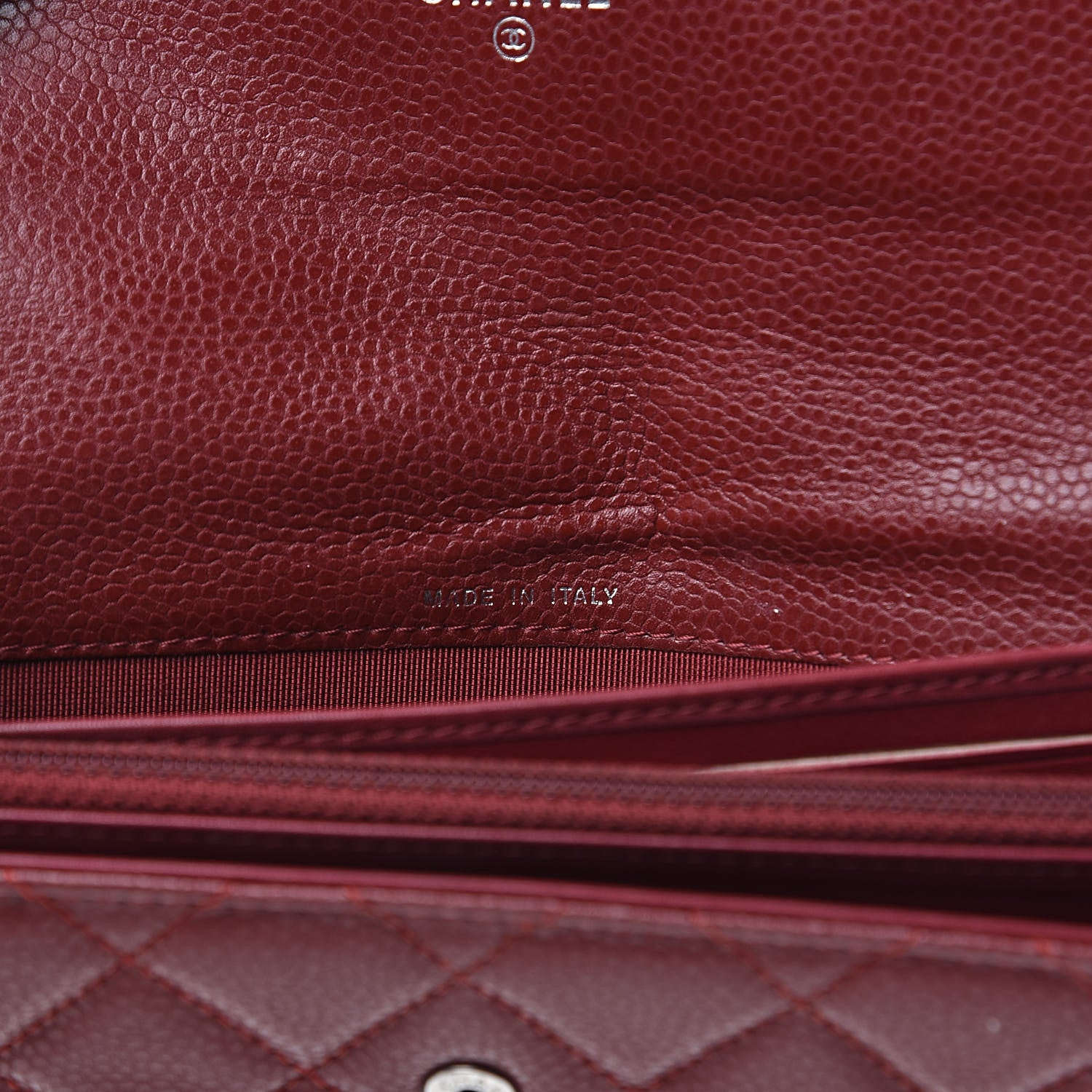 Chanel Caviar Quilted Large Gusset Flap Wallet Dark Red 7 of 10