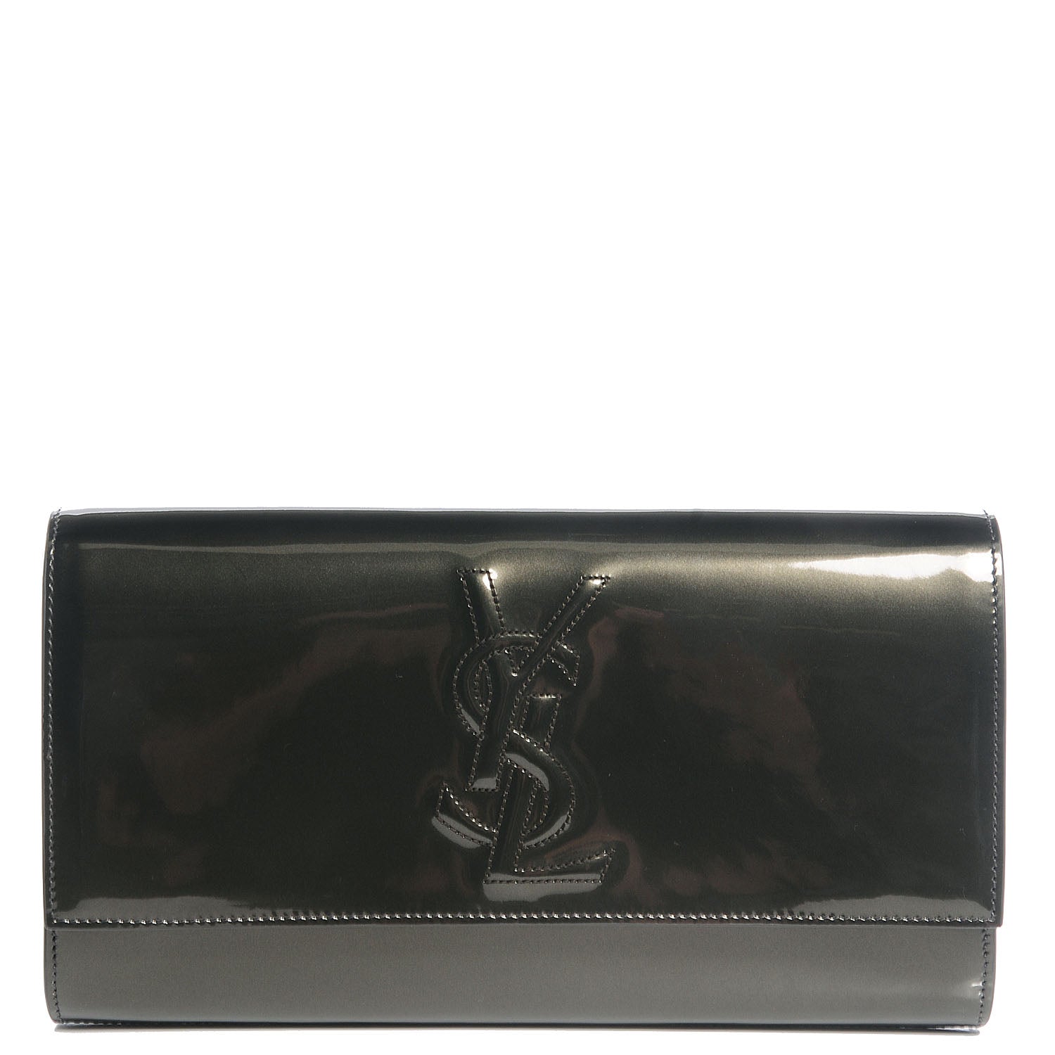 Saint Laurent Patent Large Belle De Jour Clutch Green 1 of 7