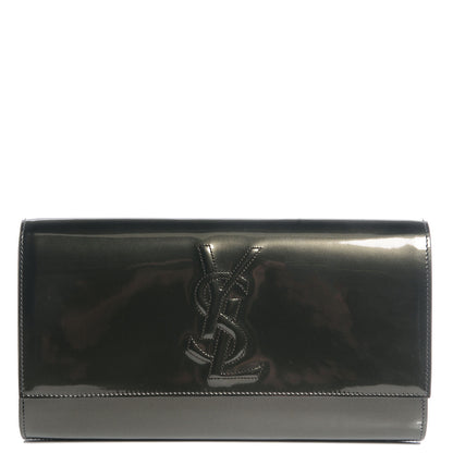 Saint Laurent Patent Large Belle De Jour Clutch Green 1 of 7