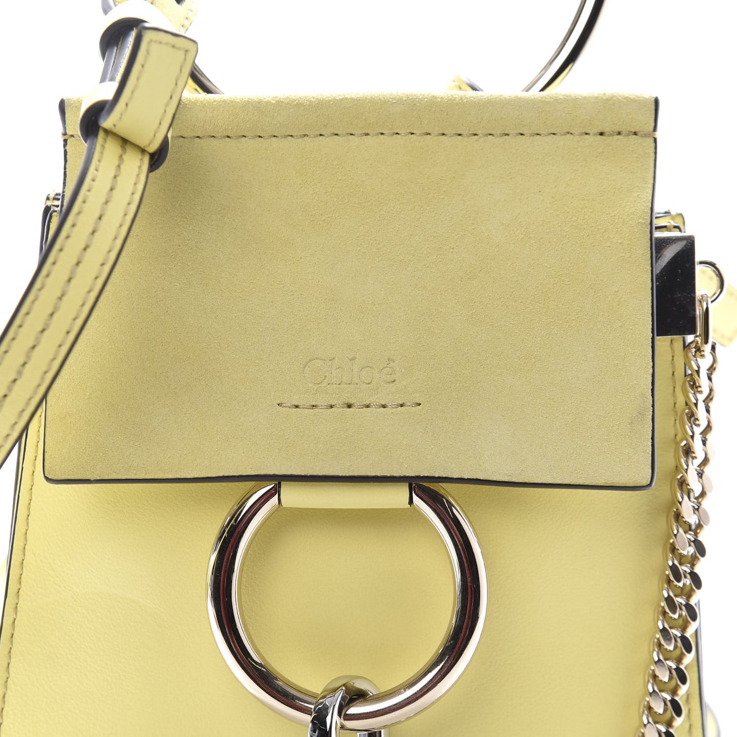 Suede Calfskin Mini Faye Bracelet Bag Lemonade
