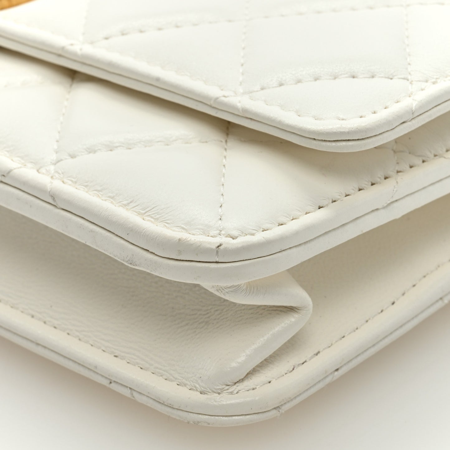 Lambskin Plexiglass Quilted Coco Love Wallet On Chain WOC White