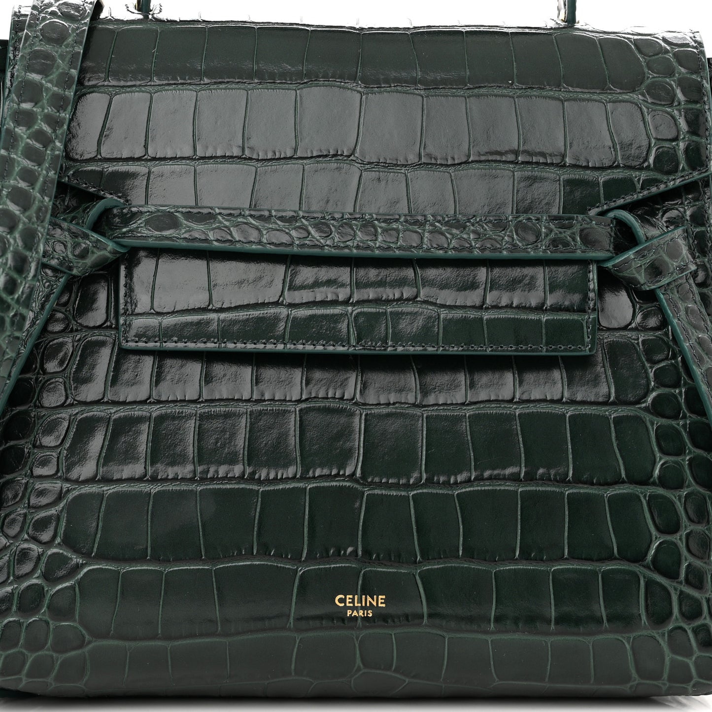 Calfskin Crocodile Embossed Micro Belt Bag Amazone