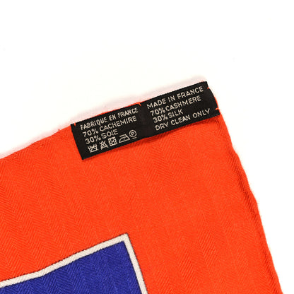 Hermes Cashmere Silk La Promenade Du Matin Shawl 140 Capucine Iris Black 3 of 3