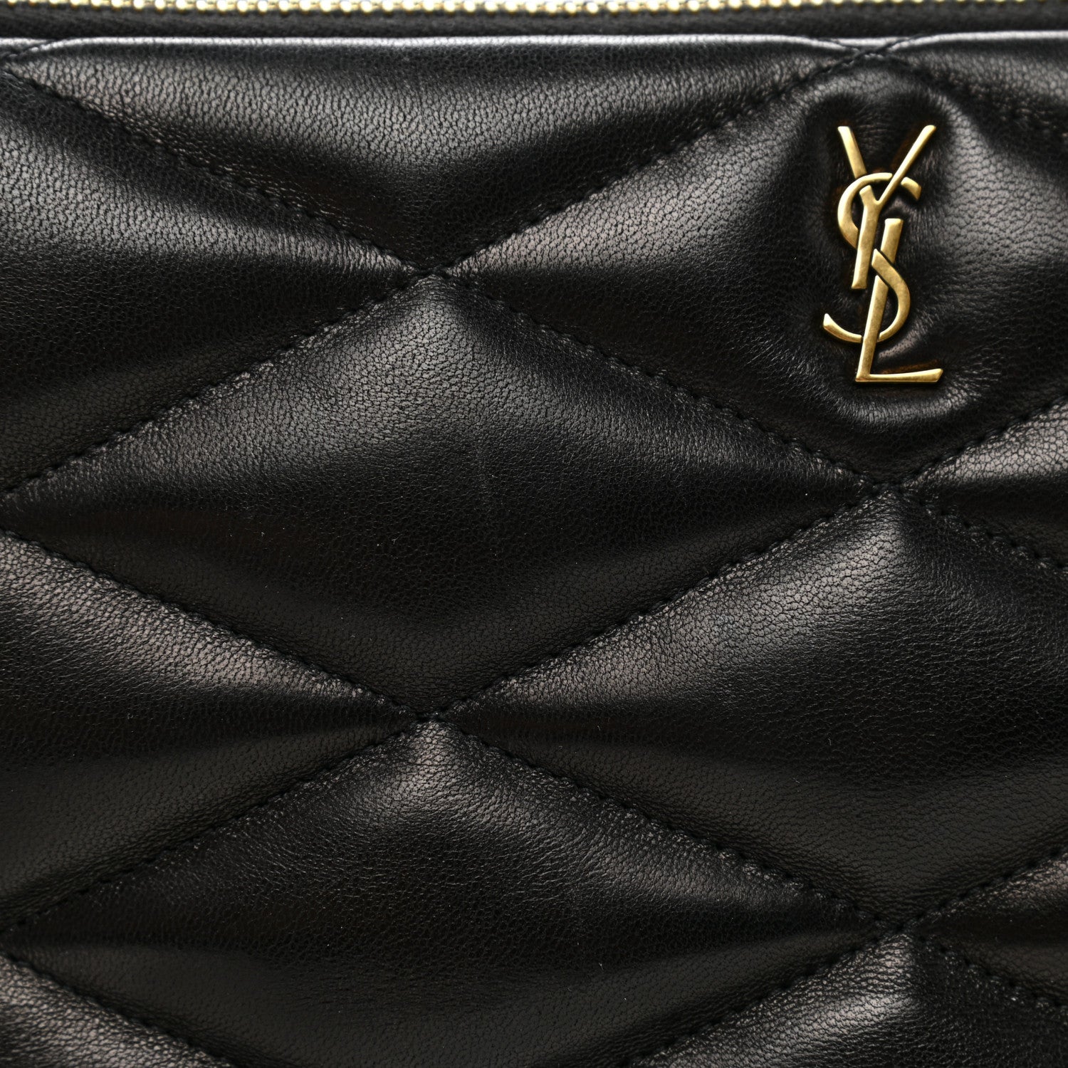 Saint Laurent Lambskin Monogram Medium Sade Puffer Pouch Black 9 of 9