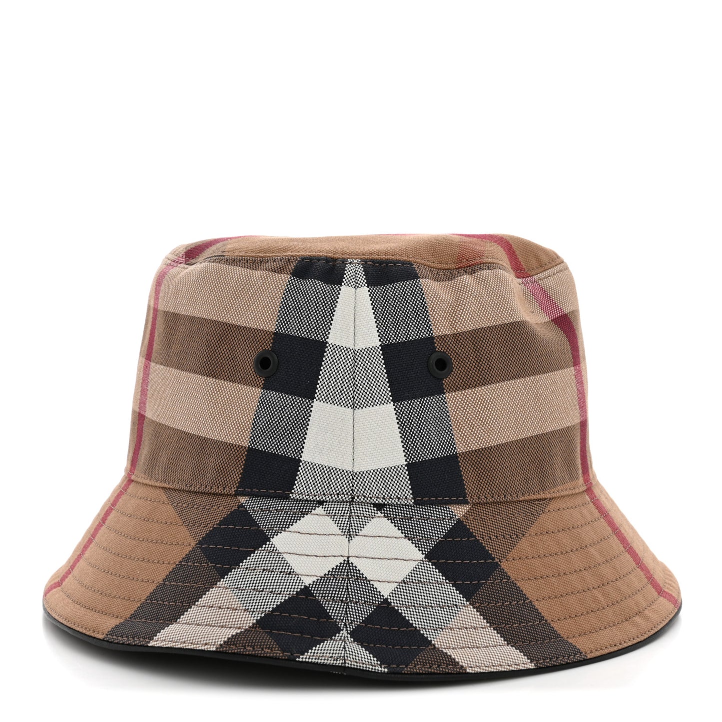 Cotton Canvas Exaggerated Check Bucket Hat M Birch Brown