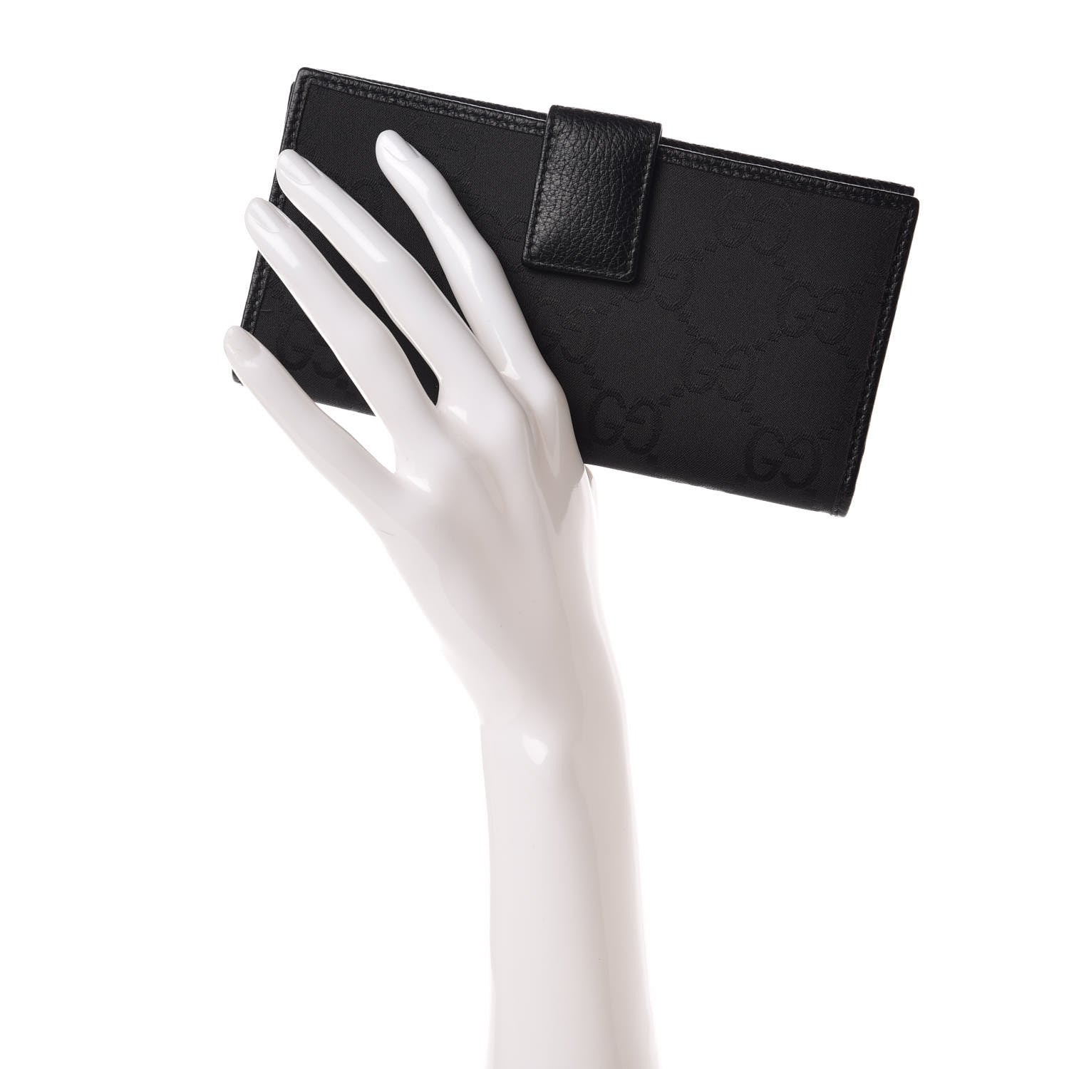 Gucci Canvas Monogram Continental Wallet Black 2 of 6