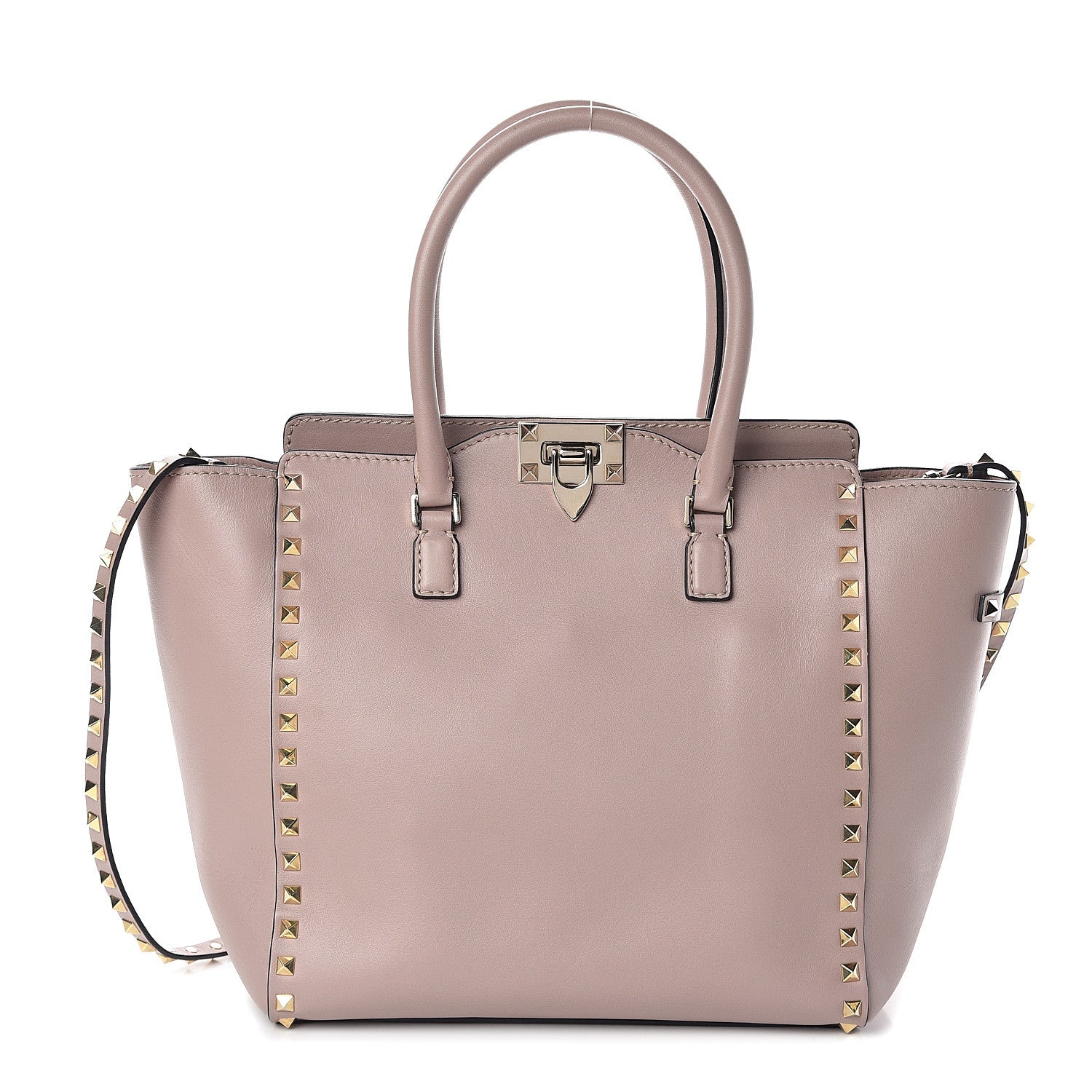 Valentino Garavani Vitello Rockstud Double Handle Tote Poudre 1 of 8