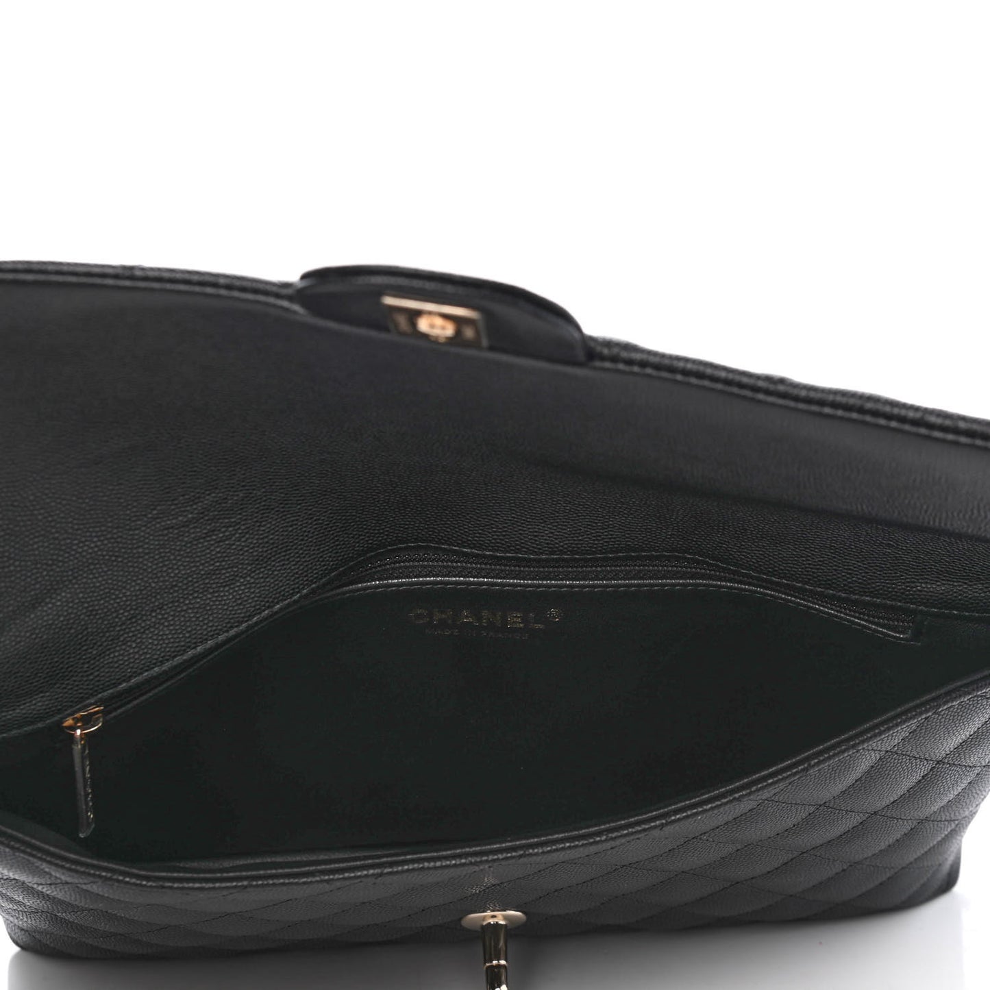 Caviar Quilted Flap Clutch Black