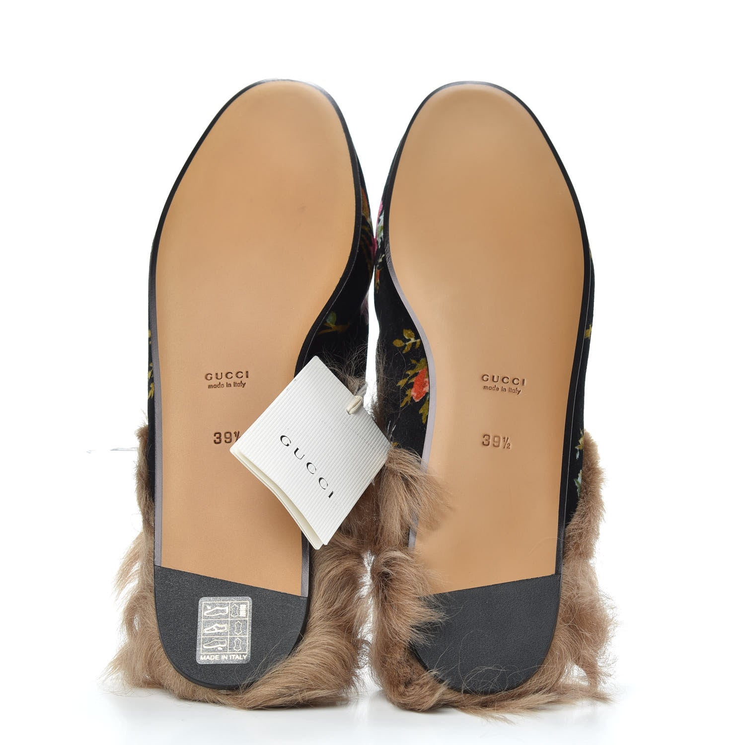 Gucci Velvet Fur Floral Womens Princetown Slippers 39.5 Black 5 of 8