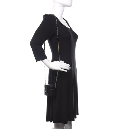 Chanel Lambskin Quilted Mini Round Vanity Case With Chain Black 2 of 12