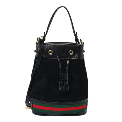 Gucci Suede Patent Web Small Ophidia Bucket Bag Black 1 of 11