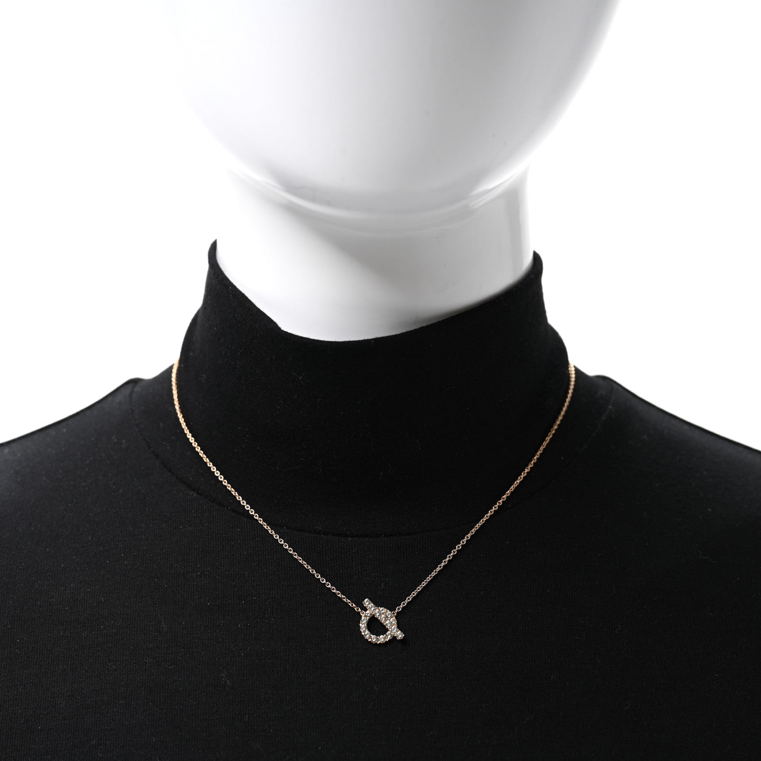 Hermes 18K Rose Gold Green Sapphire Finesse Pendant Necklace 2 of 6