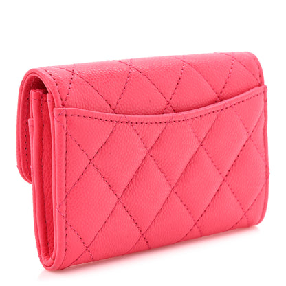 Chanel Caviar Quilted Flap Card Holder Wallet Fuchsia 3 of 8