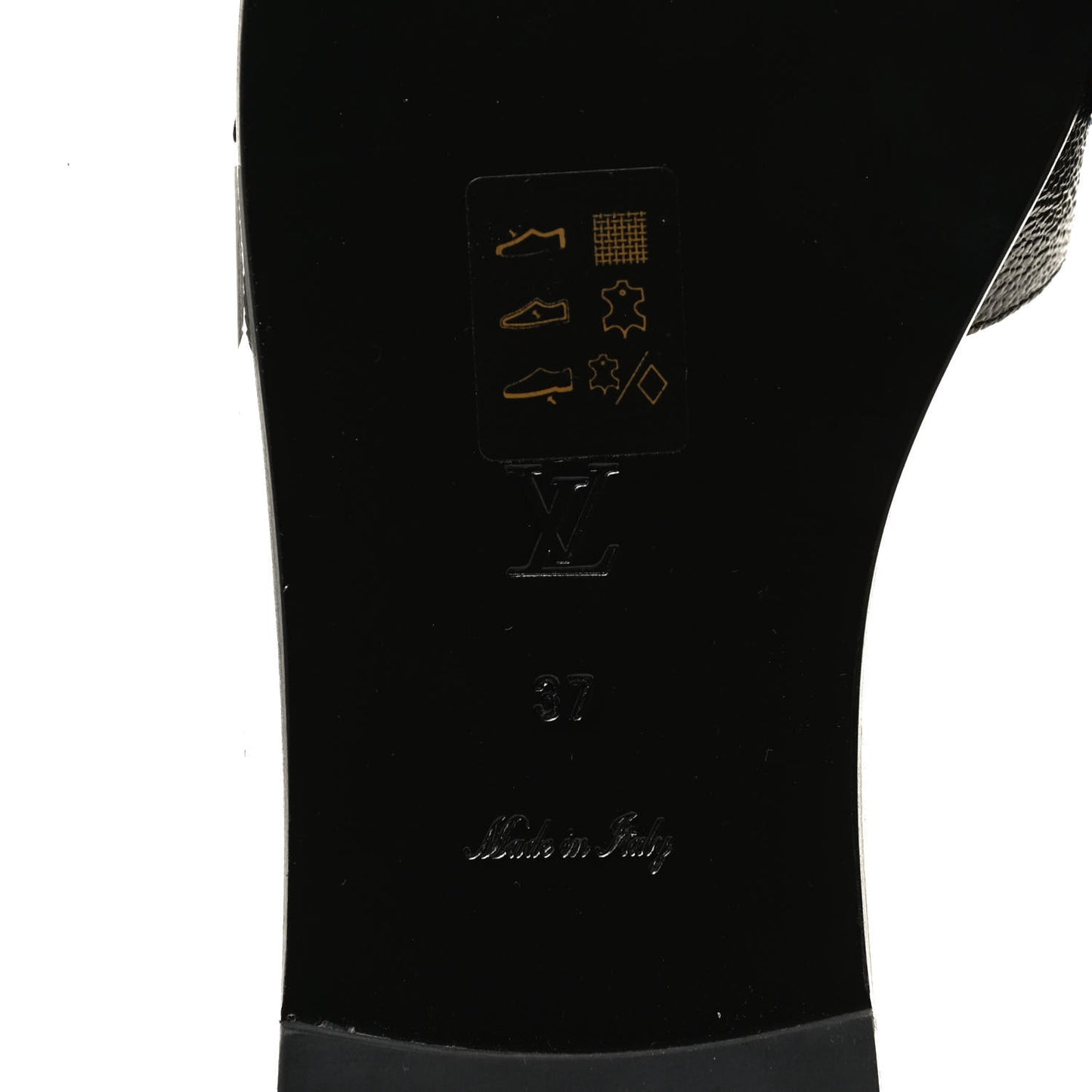 Patent Calfskin Monogram LV Black Heart Flat Mules 37 Cacao
