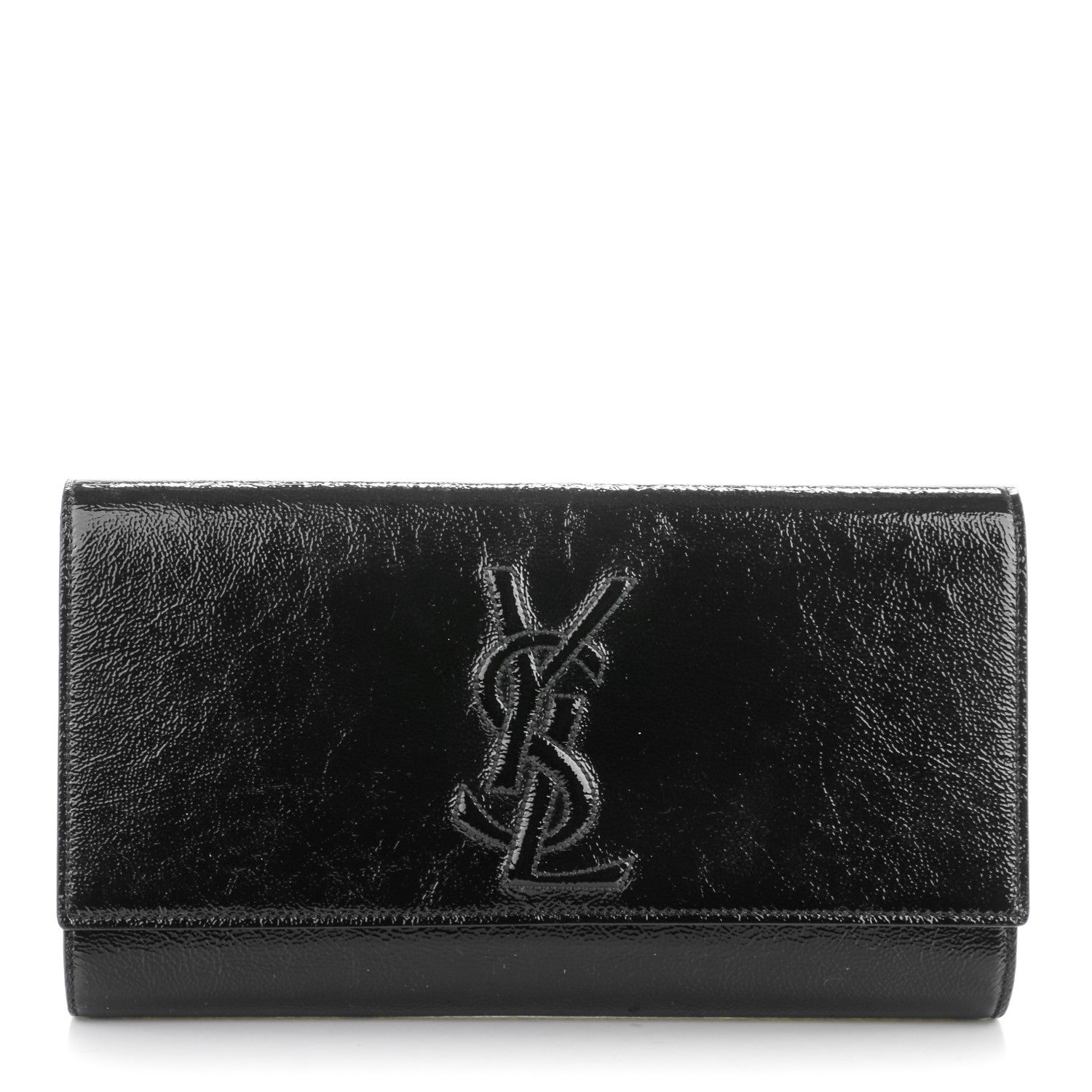 Saint Laurent Textured Patent Monogram Large Belle De Jour Clutch Black 1 of 7