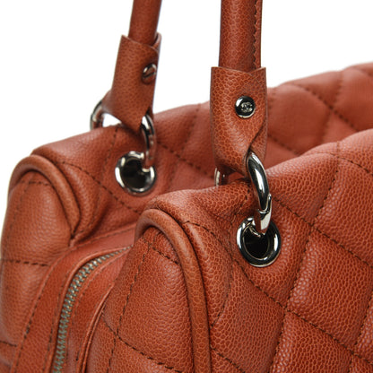 Chanel Caviar Quilted Timeless Bowler Orange 8 of 10