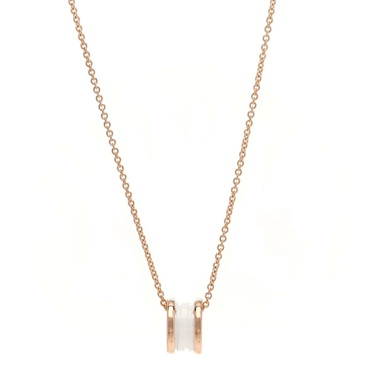 18K Rose Gold White Ceramic B.Zero1 Pendant Necklace