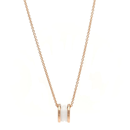 Bulgari 18K Rose Gold White Ceramic B.Zero1 Pendant Necklace 1 of 8