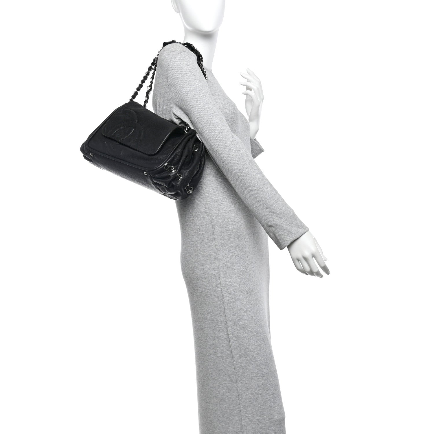 Chanel Caviar Diagonal Ligne Flap Black 2 of 10