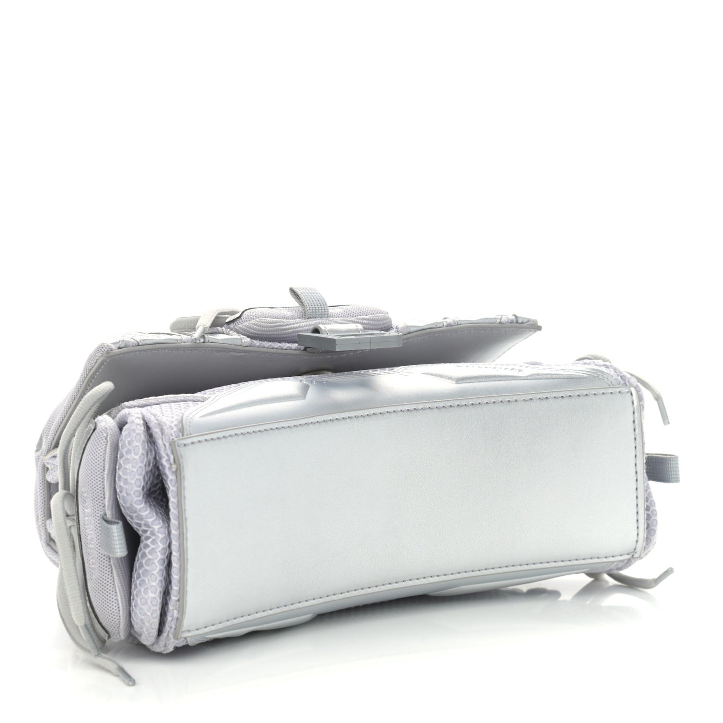 Faux Calfskin Fabric Small Sneakerhead Top Handle Bag Silver