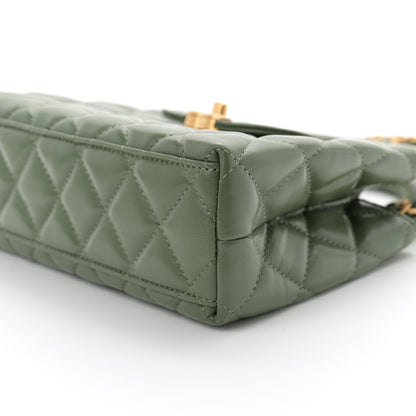 Chanel Shiny Aged Calfskin Quilted Nano Kelly Shopper Khaki 10 of 10