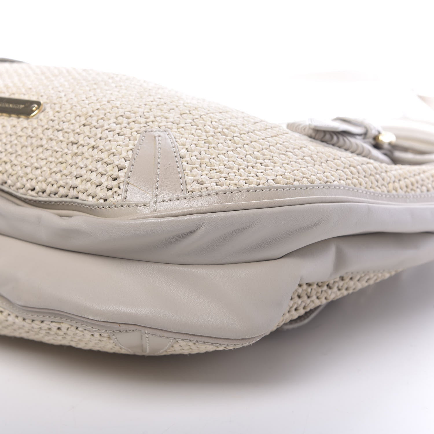 Burberry Calfskin Raffia Shoulder Bag Light Beige 12 of 14