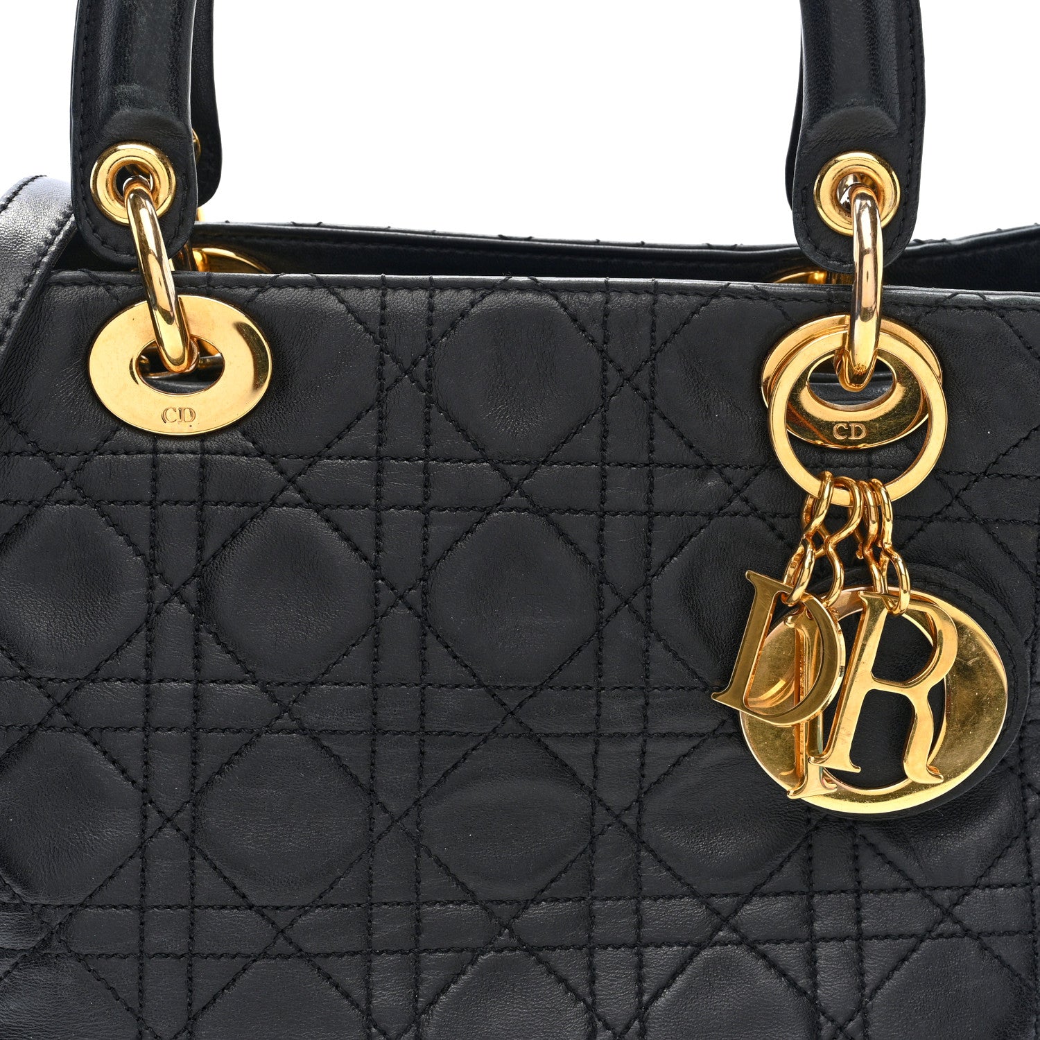 Christian Dior Lambskin Cannage Medium Lady Dior Black 8 of 10