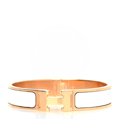 Hermes Enamel Narrow Clic Clac H Bracelet PM White 1 of 5