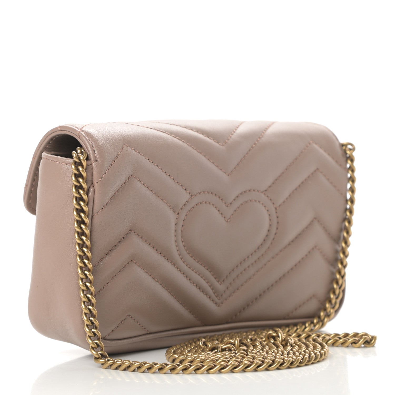 Gucci Calfskin Matelasse Super Mini GG Marmont Shoulder Bag Porcelain Rose 3 of 12