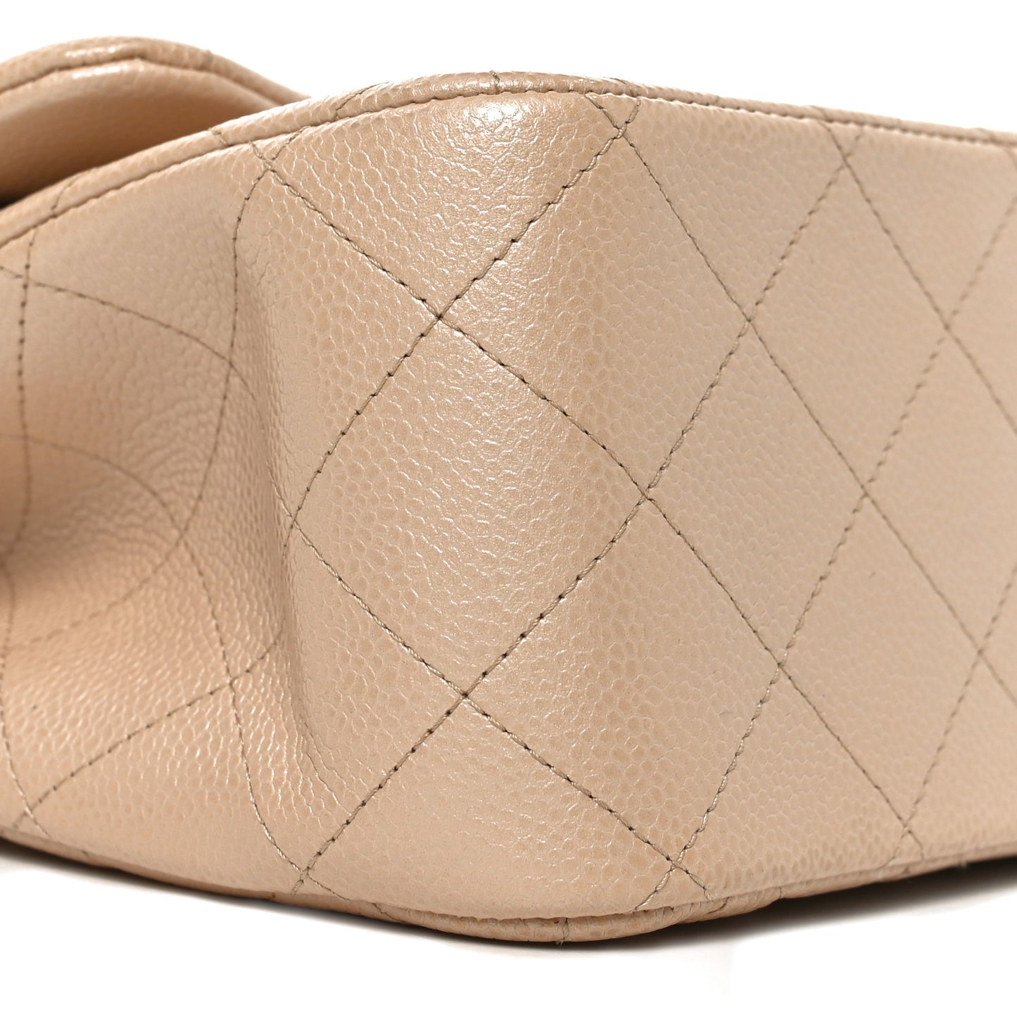 Pearly Caviar Quilted Jumbo Double Flap Beige