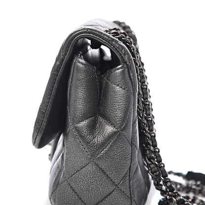 Chanel Metallic Calfskin Quilted Medium Medallion Flap Dark Silver 10 of 12