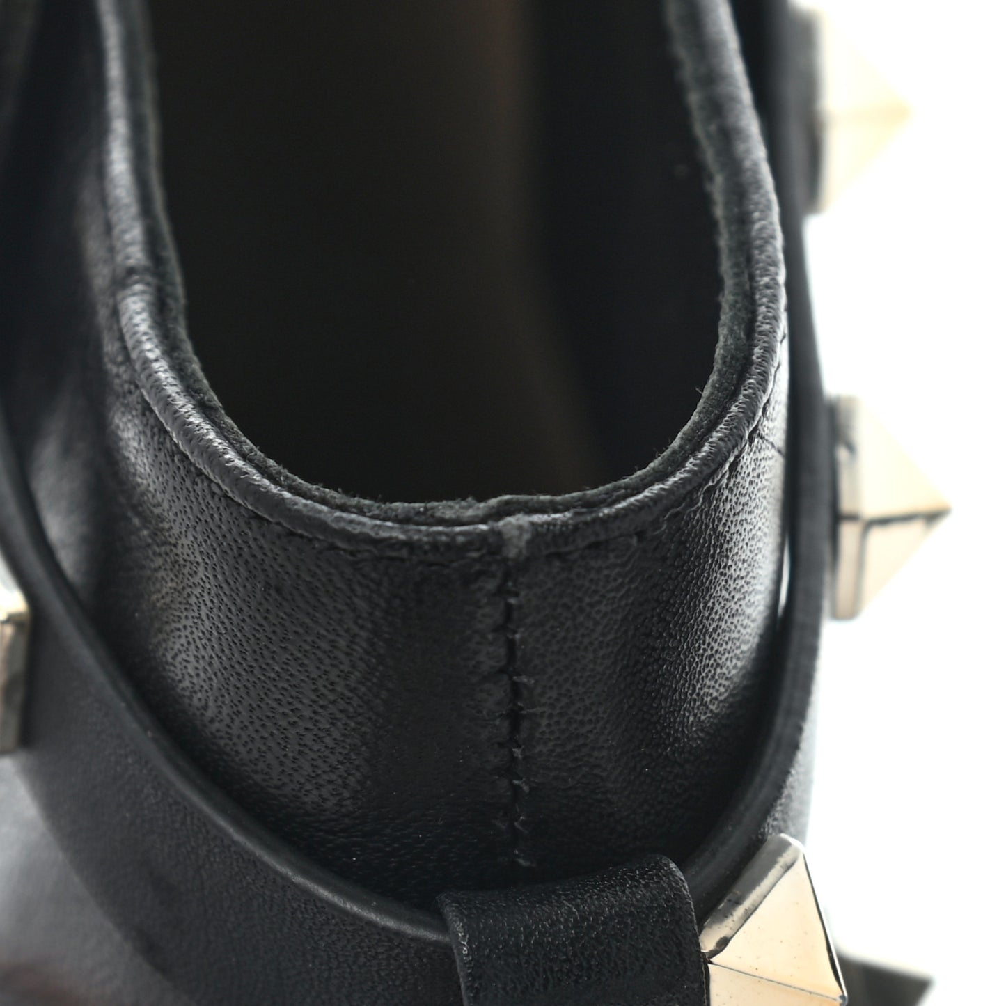 Calfskin Rockstud Double Buckle Block Heel Ankle Boots 37 Black