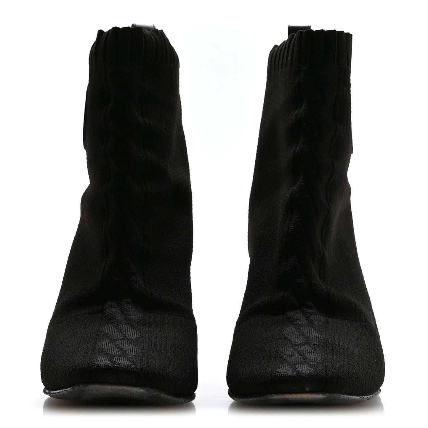 Knit Calfskin Jenna 60 Ankle Boots 36 Black