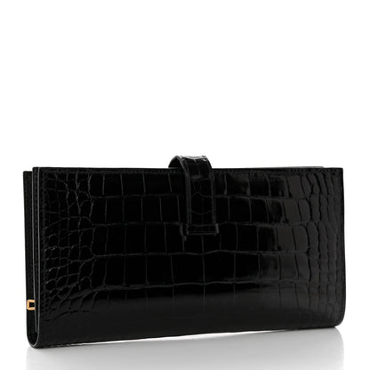 Hermes Shiny Alligator Bearn Gusset Wallet Black 4 of 8
