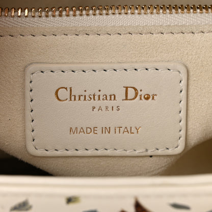 Christian Dior Calfskin Embroidered Medium Lady Dior White Multicolor 6 of 14