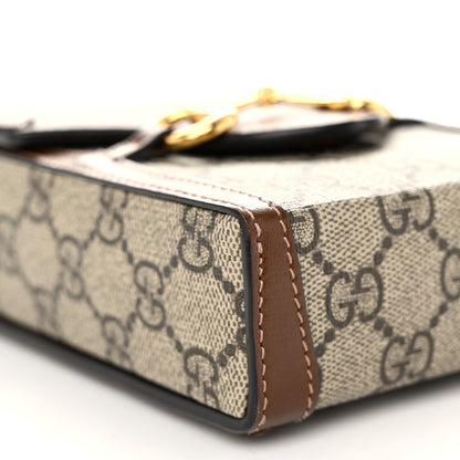 Gucci GG Supreme Monogram Mini Horsebit 1955 Crossbody Bag Beige Brown Sugar 9 of 10