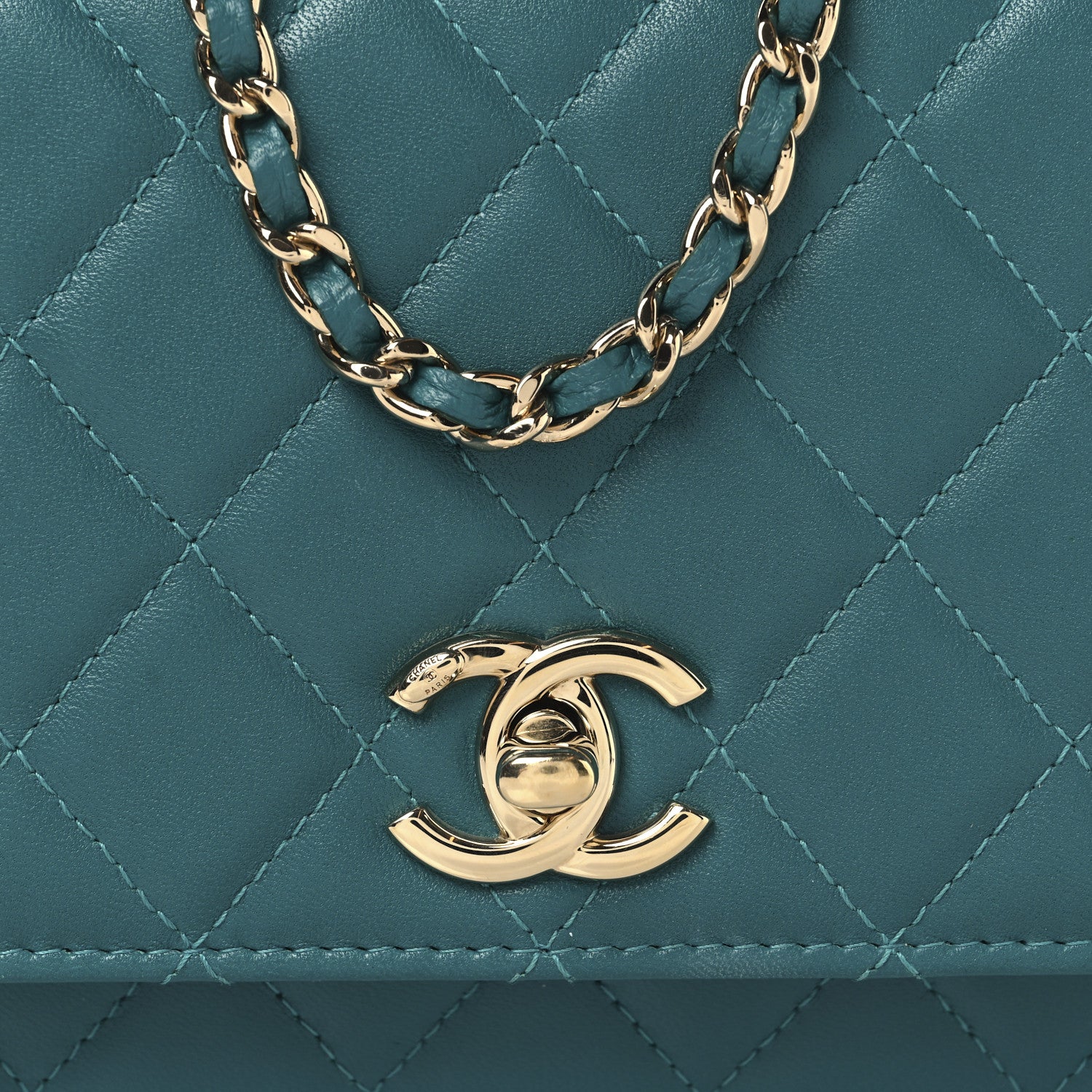Chanel Lambskin Quilted Trendy CC Wallet On Chain WOC Green 9 of 11