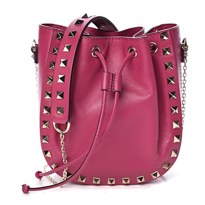 Valentino Garavani Vitello Mini Rockstud Chain Strap Bucket Bag Deep Cyclamin 1 of 9
