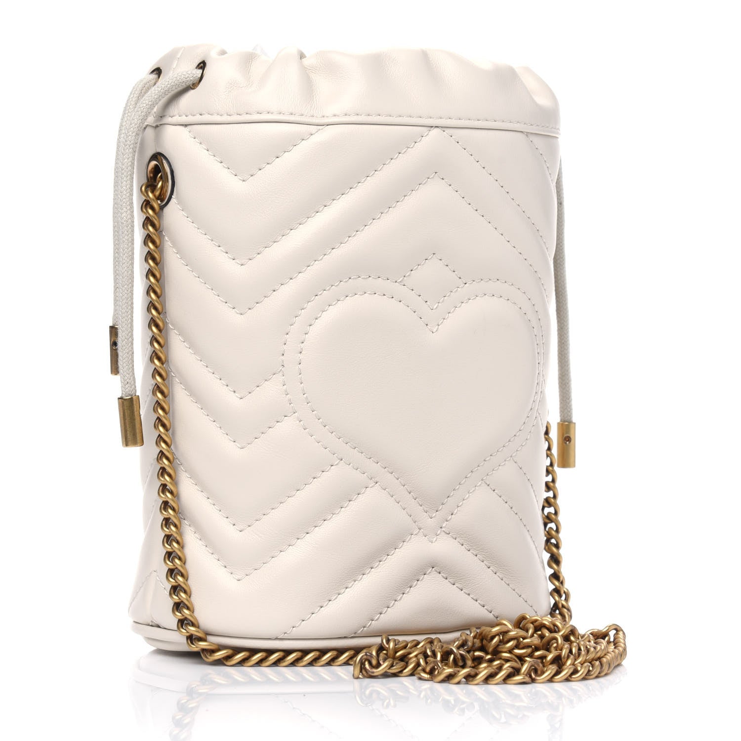 Gucci Calfskin Matelasse Mini GG Marmont 2.0 Bucket Bag White 2 of 4