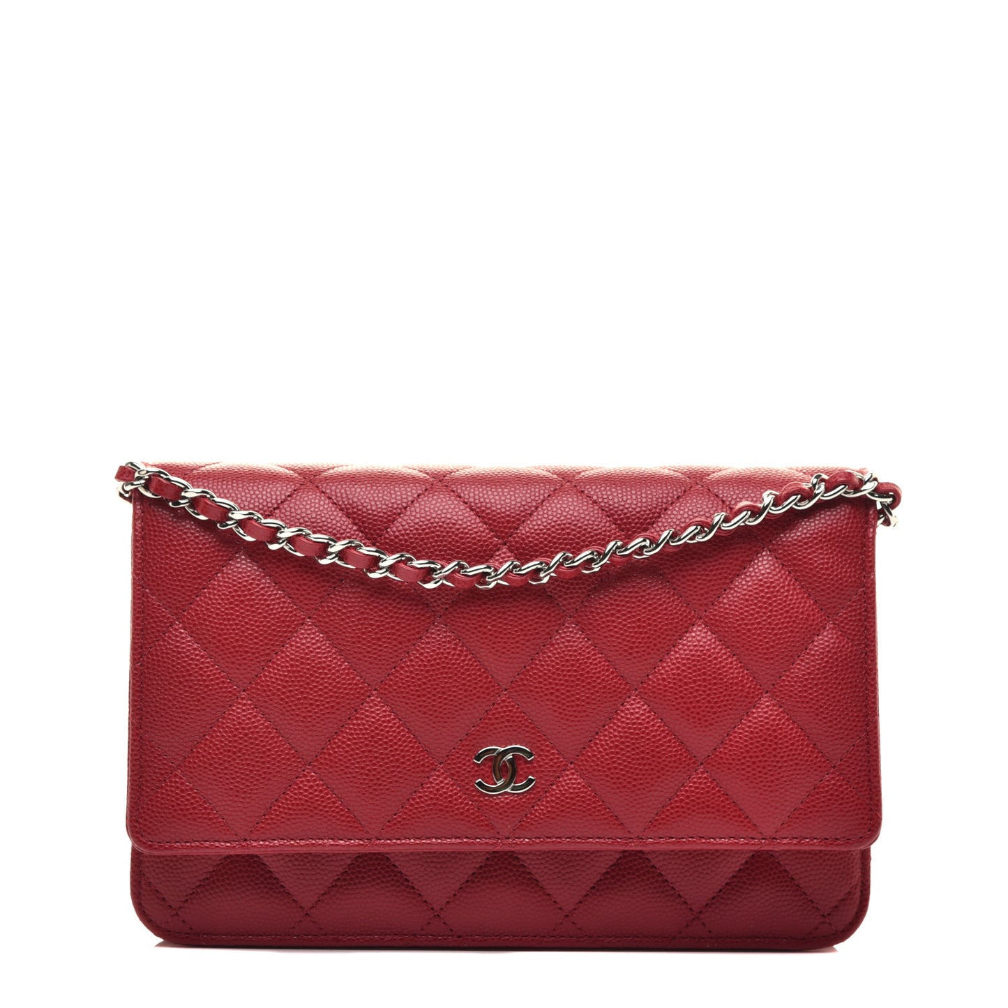 Caviar Quilted Wallet On Chain WOC Red