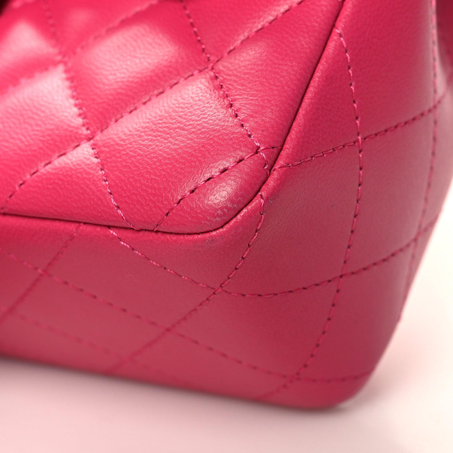 Chanel Lambskin Quilted Mini Rectangular Flap Dark Pink 11 of 13