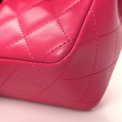 Chanel Lambskin Quilted Mini Rectangular Flap Dark Pink 11 of 13