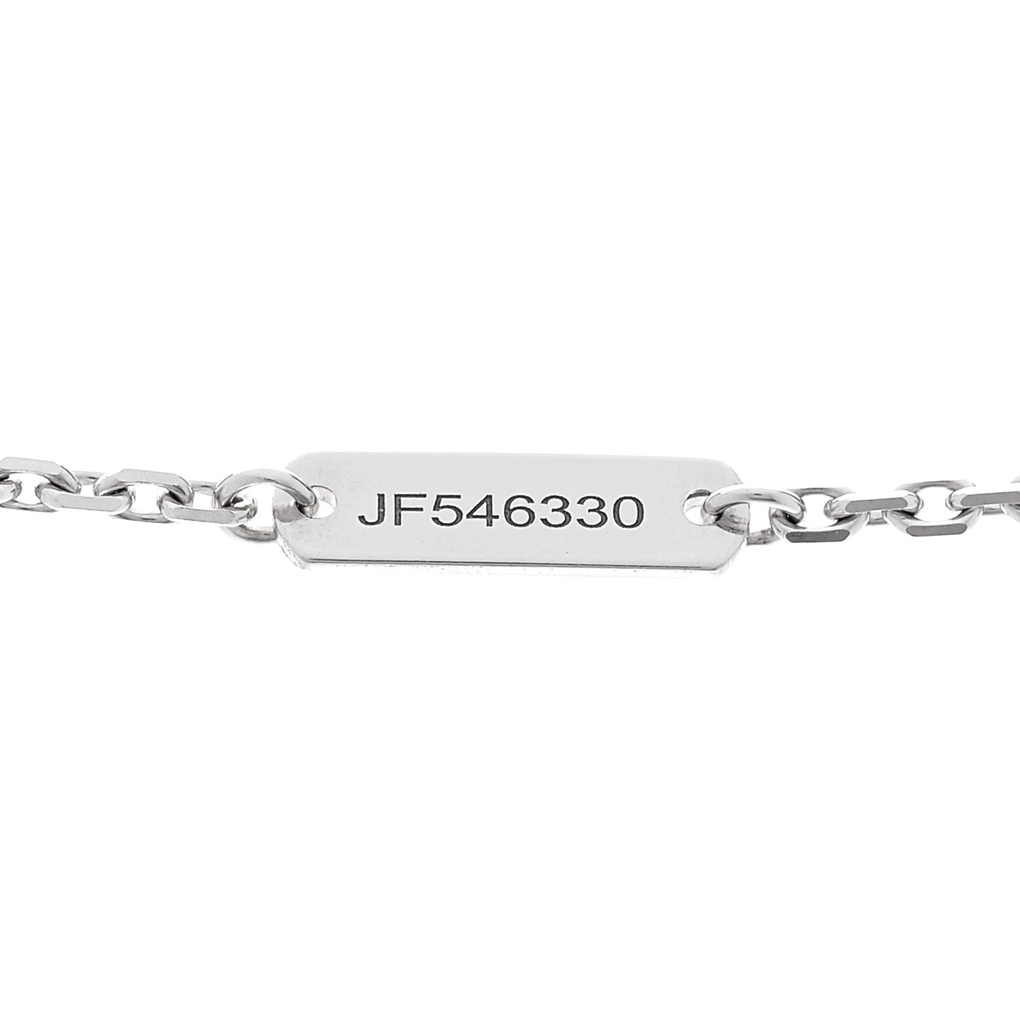 18K White Rose Gold Diamond Guilloche Vintage Alhambra Pendant Necklace