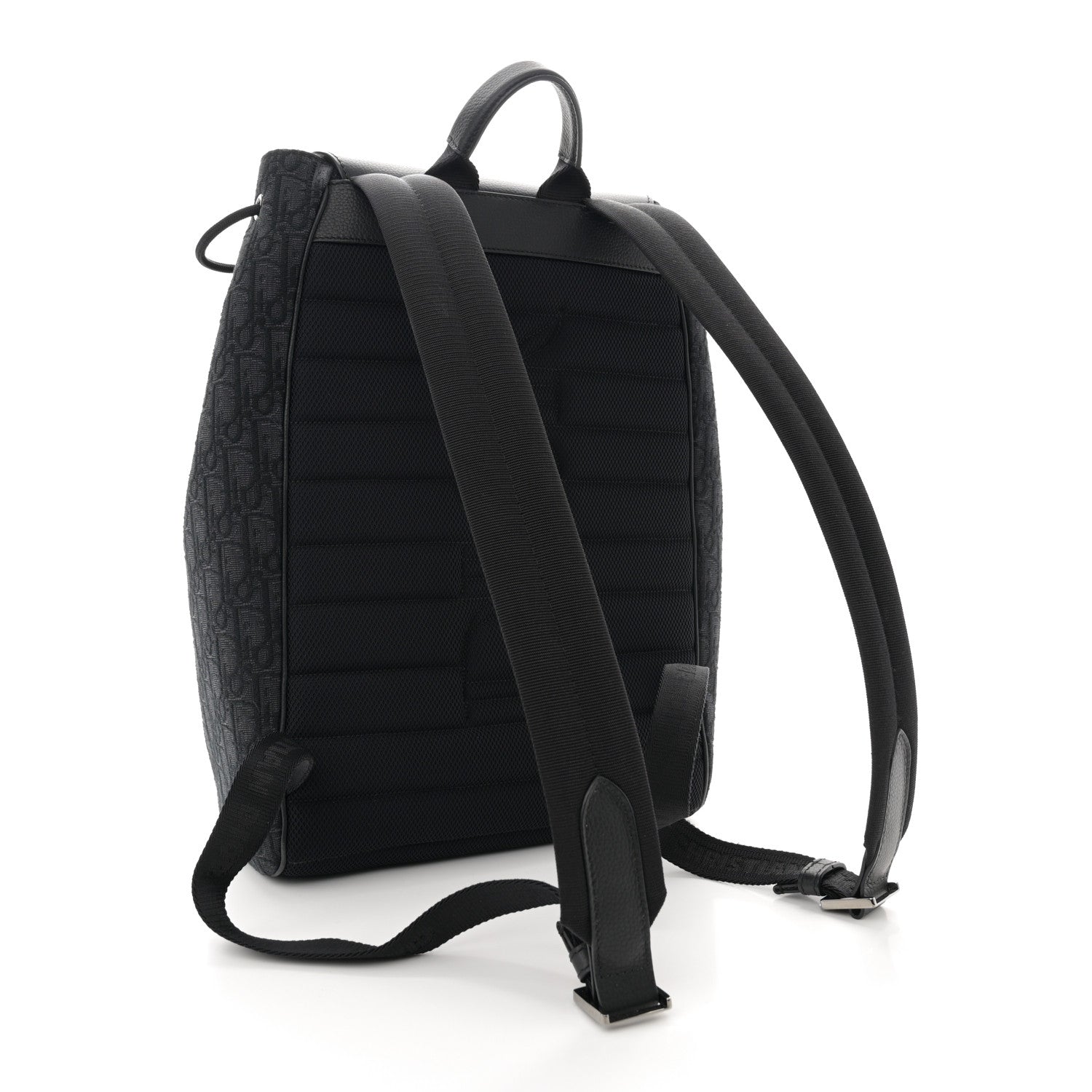 Christian Dior Oblique Jacquard Grained Calfskin Saddle Backpack With Flap Black 3 of 11