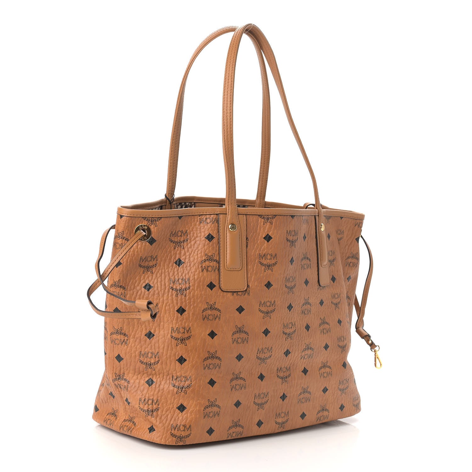 MCM Visetos Medium Liz Reversible Shopper Tote Cognac 5 of 14